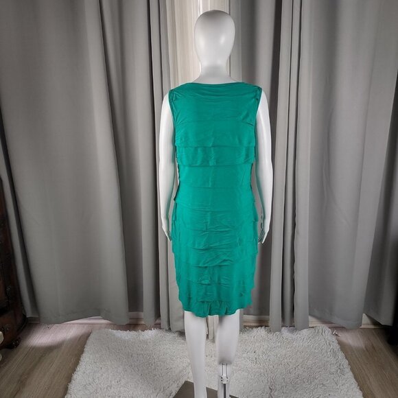 Calvin Klein Women's Teal, Green Sleeveless Ruffle Tiered Midi Dress Size 8 - Picture 3 of 10